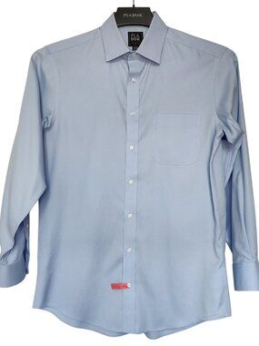 15.5 32 Slim Fit Light Blue Dress Shirt Jos A Bank Traveler Cotton Mens Non Iron
